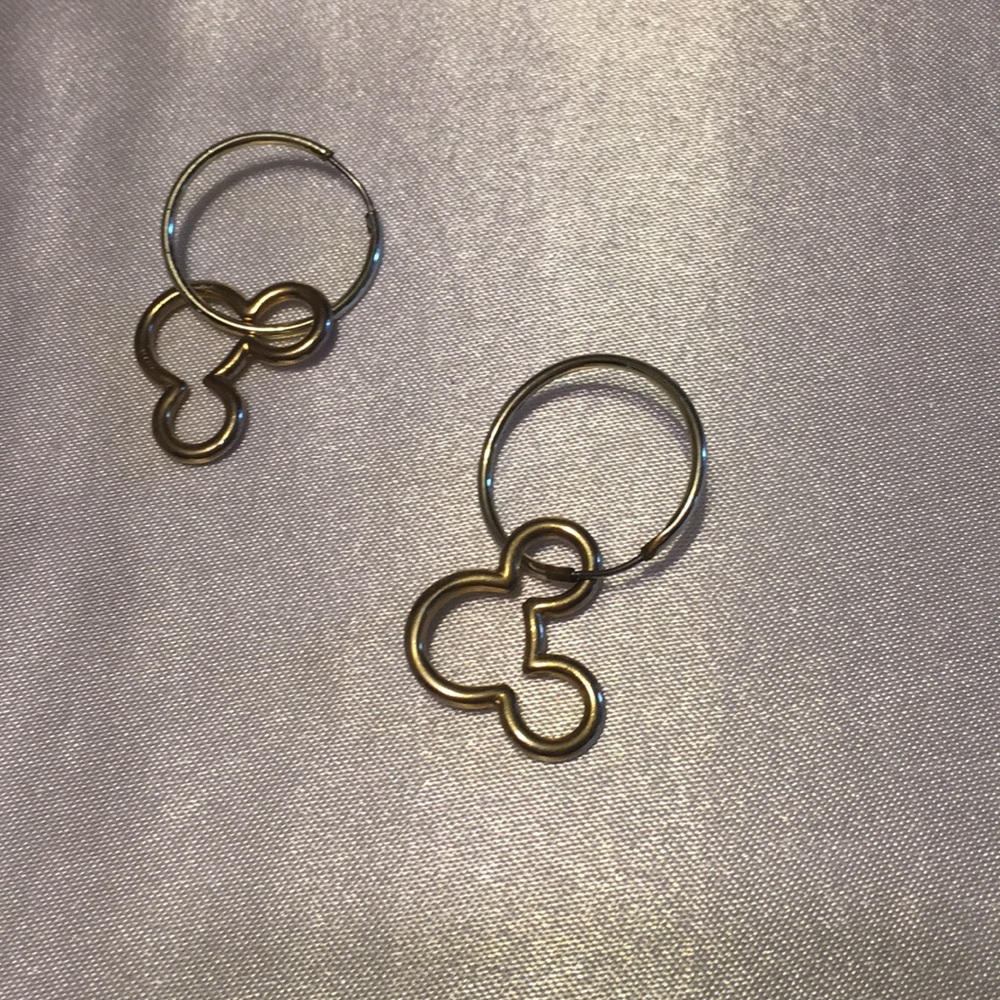 Mickey Mouse gold charmed hoop earrings - Picture 4 of 8